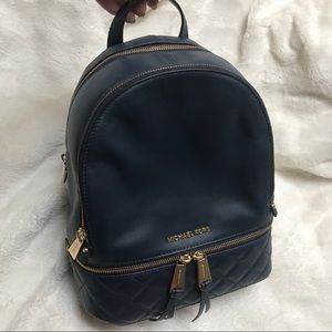 Michael Kors Leather Backpack Navy Quilted